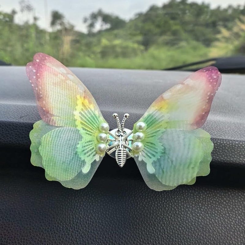 D Size Dashboard Car Ornament with Butterfly Shape and Colorful Pearl for Air Vent Interior Styling - Image 3